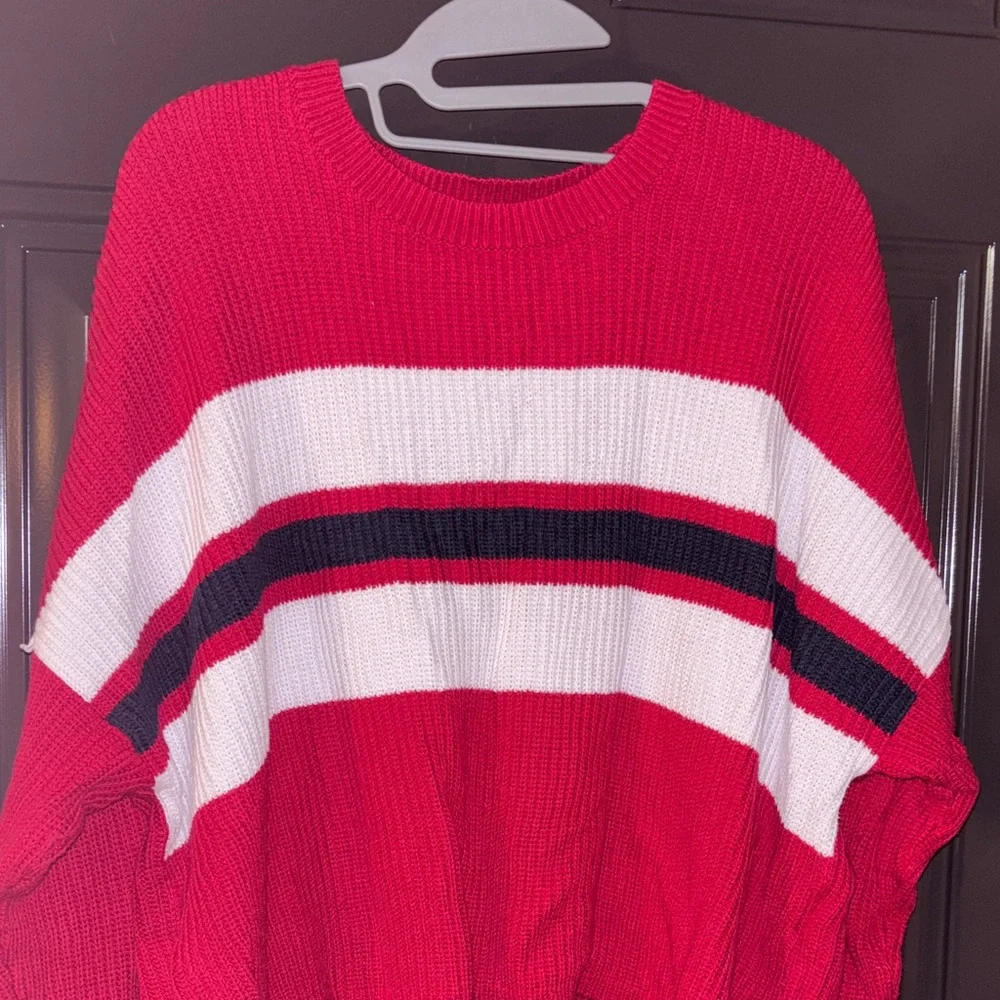 Hollister Red and White Striped Sweater women’s size small